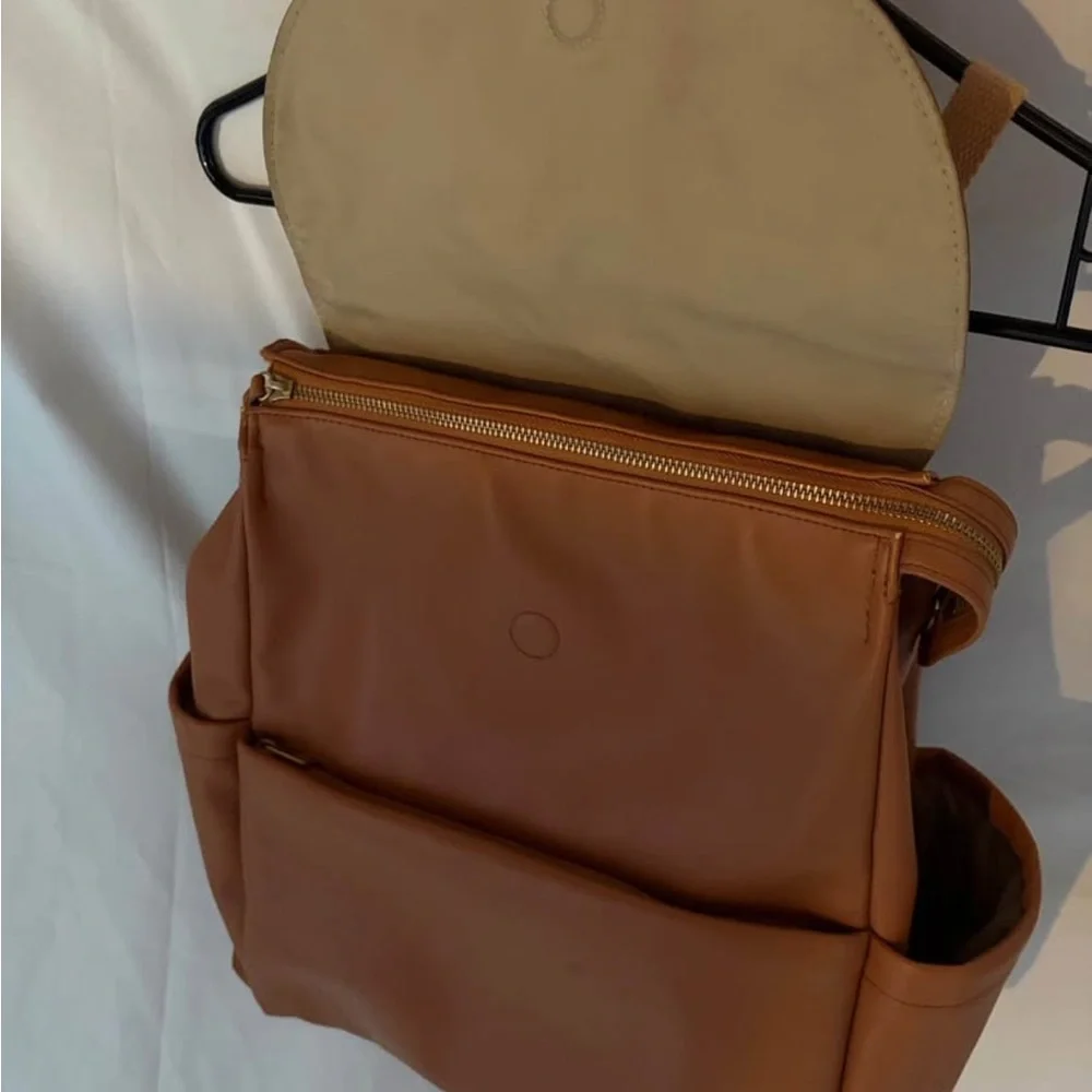 Skip Hop Leather-Look Tassel Convertible Diaper Backpack - Tan